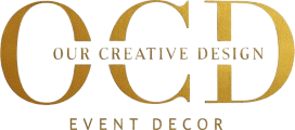Gold "OCD" logo, Our Creative Design.