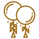 Two intertwined brown circles with arrows.