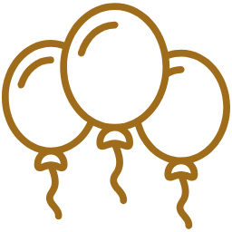 Three outlined balloons on black background.